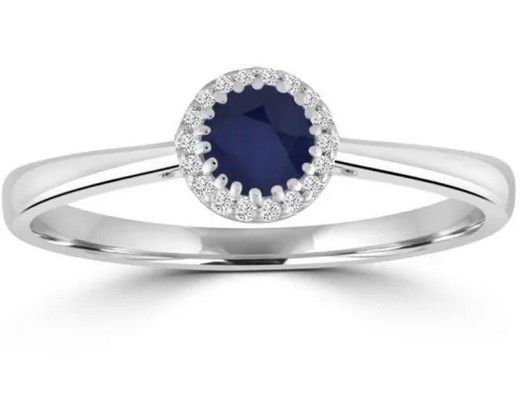 9K WH GLD 0.05CT HI I1 DIAMOND SAPPHIRE RING