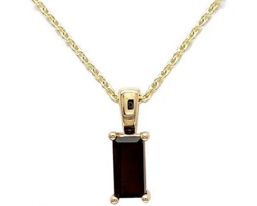 9K YELLOW GOLD SMOKY QTZ BAGUETTE NECKLACE 40-45cm