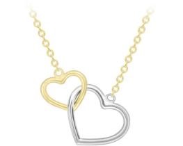 9K YELLOW GOLD 2T HLW LINKED HRT NECKLACE 43-46cm
