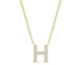 9K YELLOW GOLD 'H' 0.09 HI I1 DIAMOND NECKLACE 40+5cm