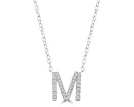 9K WHITE GOLD 'M' 0.09 HI I1 DIAMOND NECKLACE 40+5cm