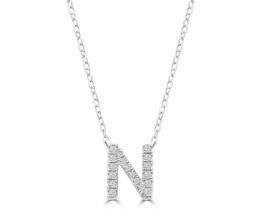 9K WHITE GOLD 'N' 0.09 HI I1 DIAMOND NECKLACE 40+5cm