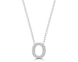 9K WHITE GOLD 'O' 0.09 HI I1 DIAMOND NECKLACE 40+5cm