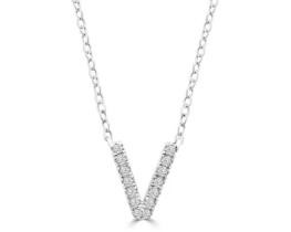 9K WHITE GOLD 'V' 0.06 HI I1 DIAMOND NECKLACE 40+5cm