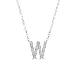 9K WHITE GOLD 'W' 0.09 HI I1 DIAMOND NECKLACE 40+5cm