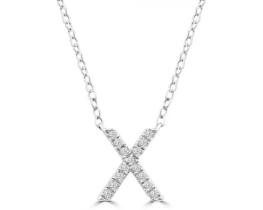 9K WHITE GOLD 'X' 0.06 HI I1 DIAMOND NECKLACE 40+5cm