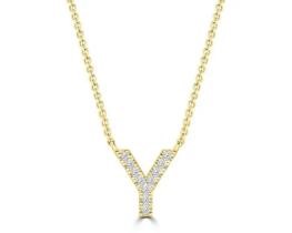 9K YELLOW GOLD 'Y' 0.06 HI I1 DIAMOND NECKLACE 40+5cm