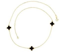 9K YELLOW GOLD BRACELETACK ONYX CLOVER NECKLACE 45cm