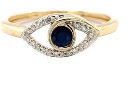 9K Yellow Gold 0.05ct HI SI DIAMOND SAPPHIRE EYE RING