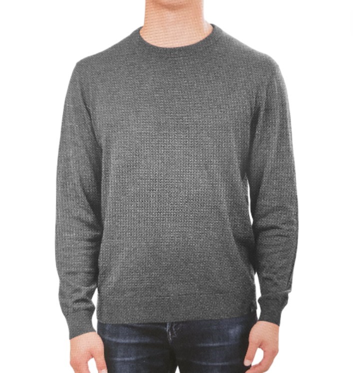 TRUE NORTH Men's Sweater, Size L, 60% Cotton, Charcoal.