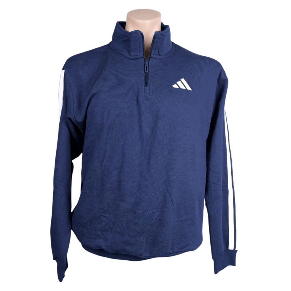 ADIDAS Men's Fleece 3S 1/4 Zip Sweater, Size AU XL, 70% Cotton, Dark Blue,
