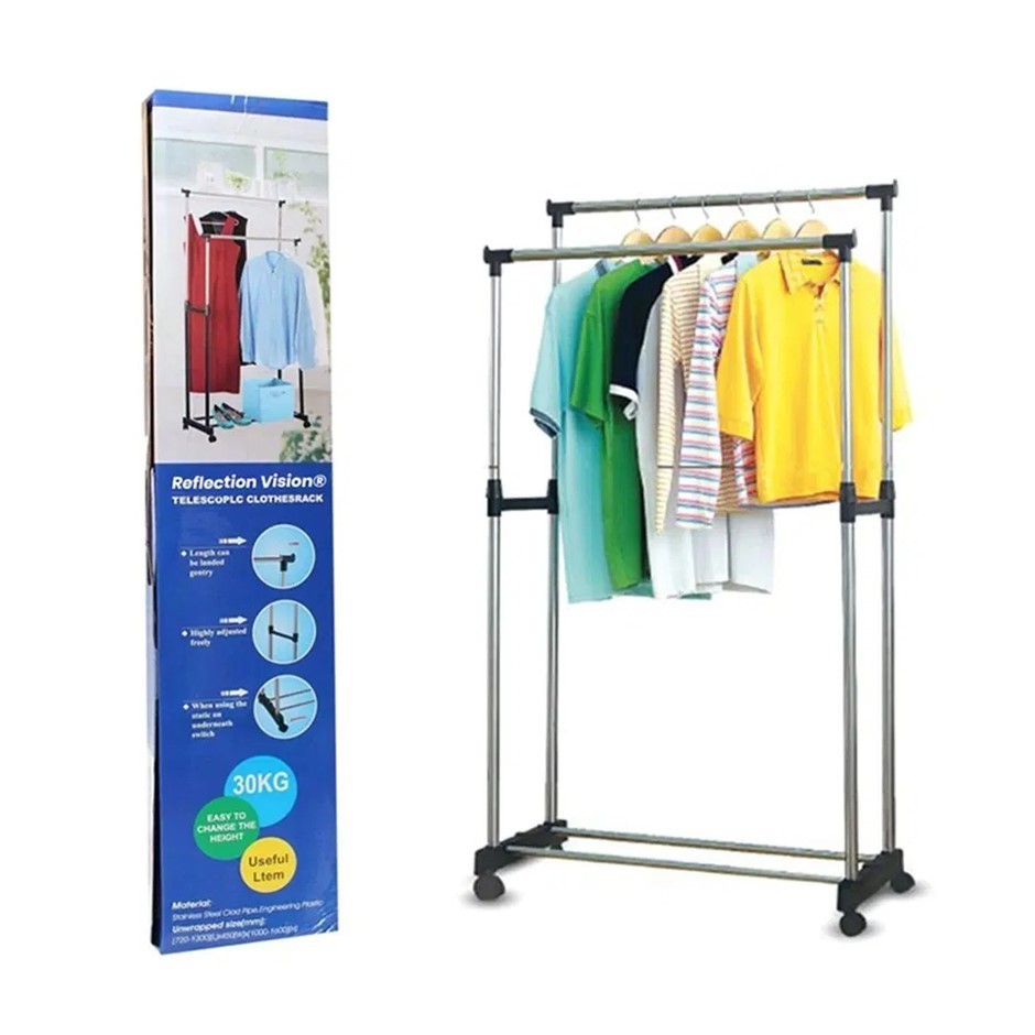 Double Pole Telescopic Clothes Rack Good Quality Bar Clothes Hanger