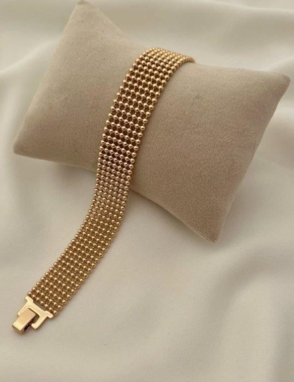 18k/Italy Stamped Yellow Gold Filled Bracelet -17.5cm -14mm