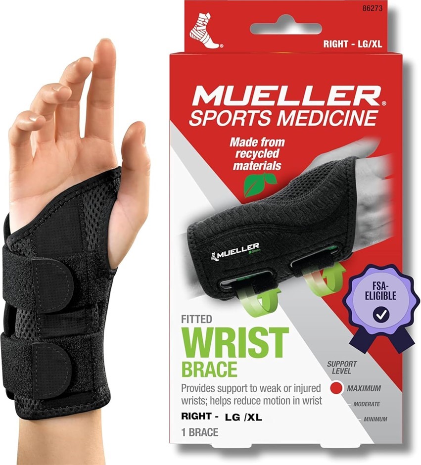 MUELLER Sports Medicine Green Fitted Wrist Brace for Men and Women, Wrist P
