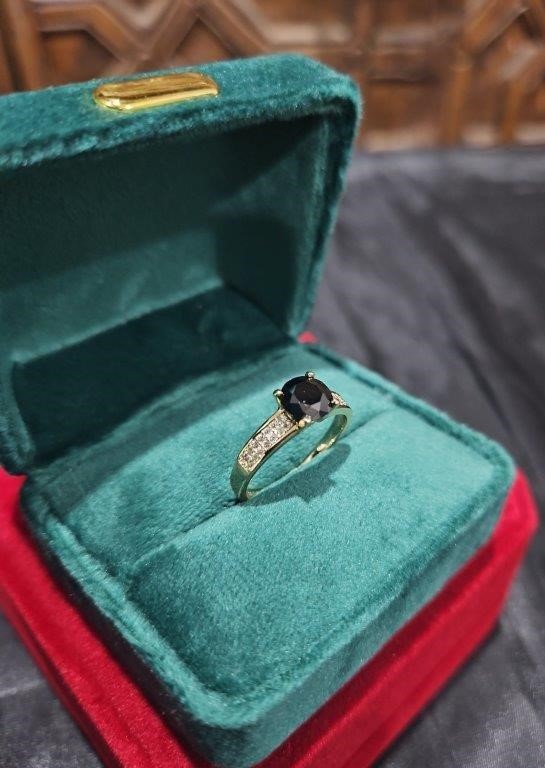 14K/Italy 1.0ct Black Yellow Gold Filled Ring (Stamped) -8US