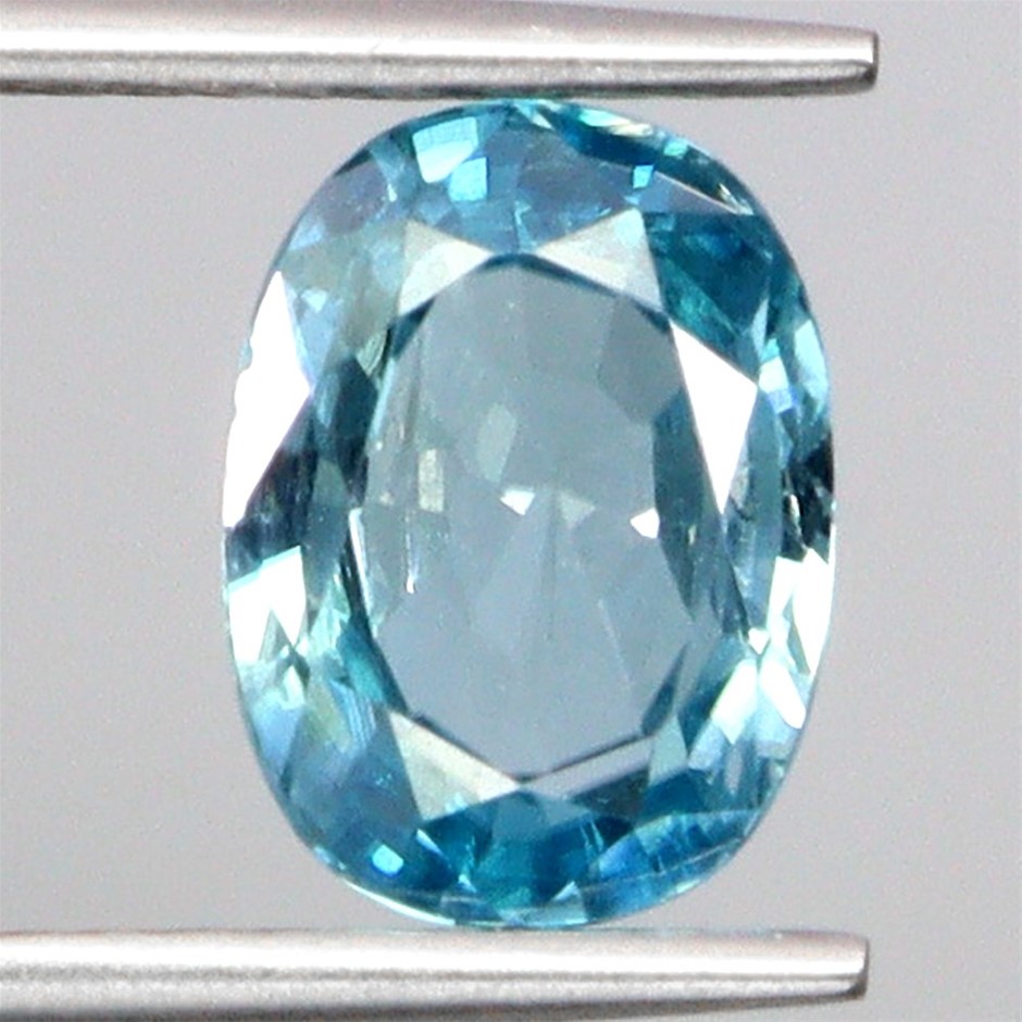 2.60ct Oval Facet Cut Blue Zircon Gemstone - 1Pc