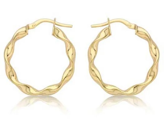 <B>9K Yellow Gold Hexagon Huggies</B><P>