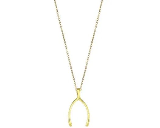 9K Yellow Gold Lucky Wishbone Necklace 40-45Cm