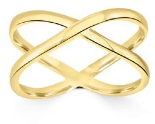 9K Yellow Gold Solid Cross Over Ring