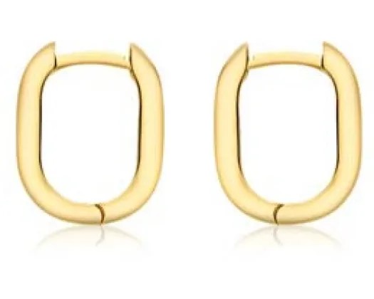 <B>9K Yellow Gold Hlw Sml Rect Creole Earrings 13.5Mm</B><P>