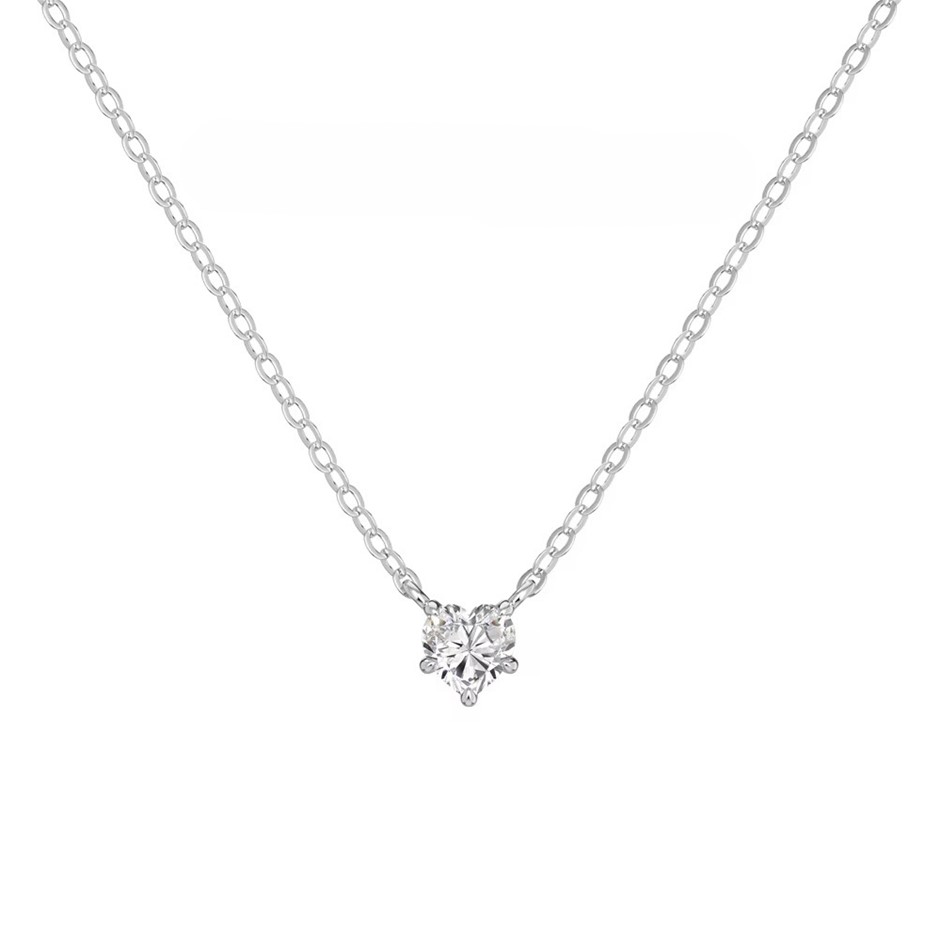 0.50ct Heart Cut GRA Certified Moissanite 925 Silver Pendant Necklace