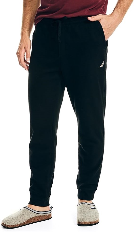 NAUTICA Men's Anchor Fleece Basic Joggers, Size Small, True Black, K83071.