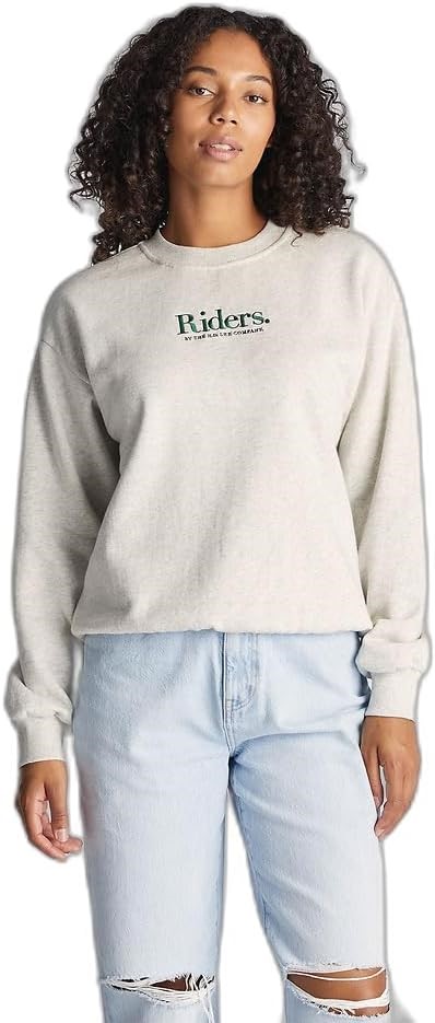 RIDERS BY LEE Women's Relaxed Sweatshirt, Size 16, Grey Marle, R/552319/B91