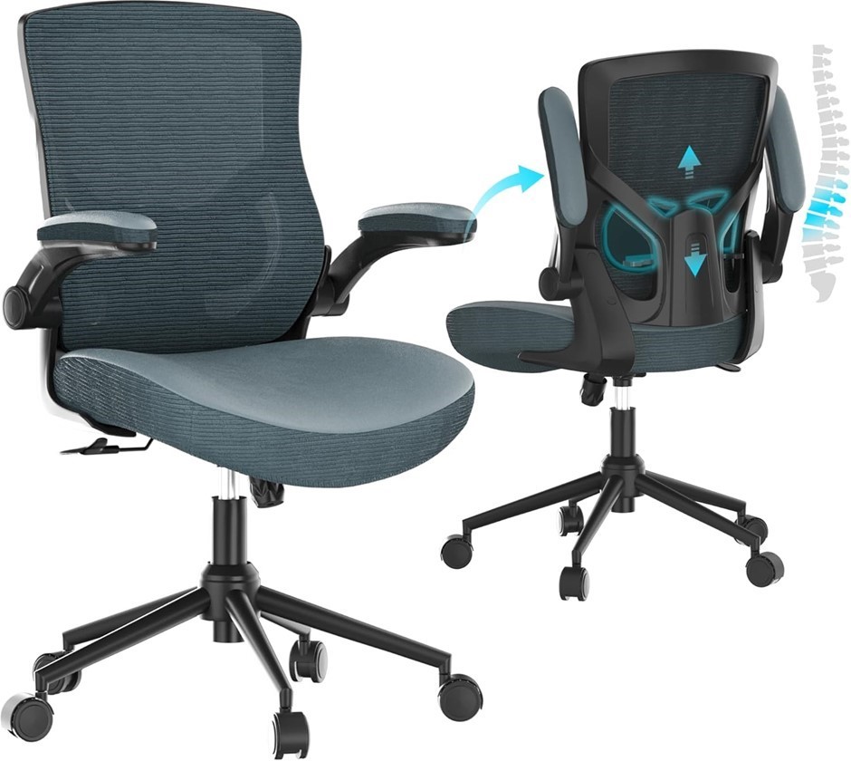 CYKOV Ergonomic Office Chair Adjustable High Back with Lumbar Support, Flip