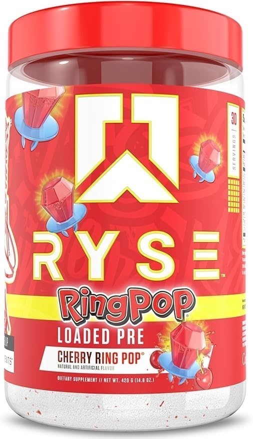 RYSE Supplements Loaded Pre-Workout Powder, Official Ring Pop Cherry Flavou