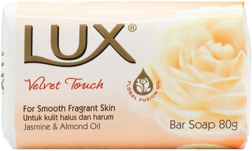 15 x LUX Velvet Touch Jasmine & Almond Oil Scented Soap Bar, 80g.