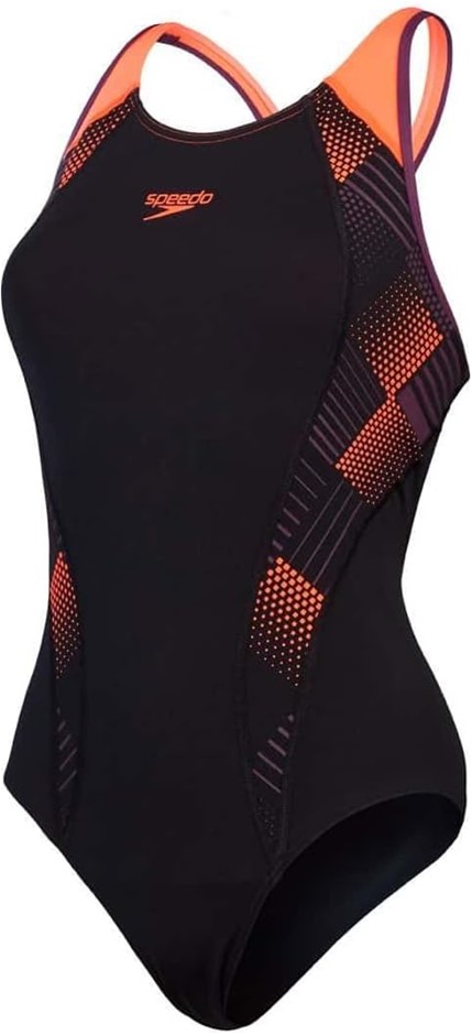SPEEDO Women's Placement Laneback Swim One-Piece, Size AU16 (GB 40/16), Bla