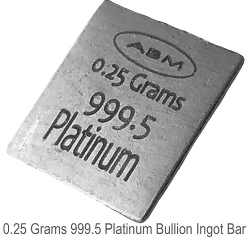 0.25 Grams 999.5 Fine Platinum Ingot Bar ABM Certifiers
