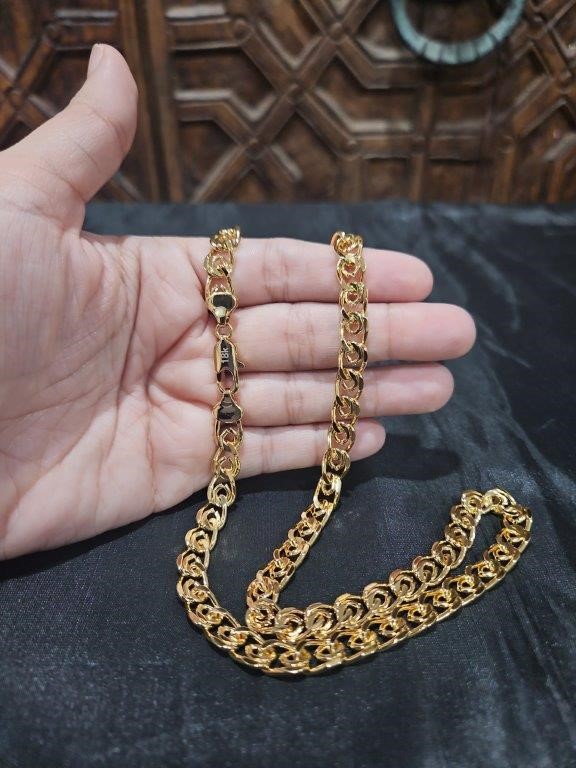 18k Italy Stamped Yellow Gold Filled Cuban Chain-Quality Guarantee-60cm-8mm