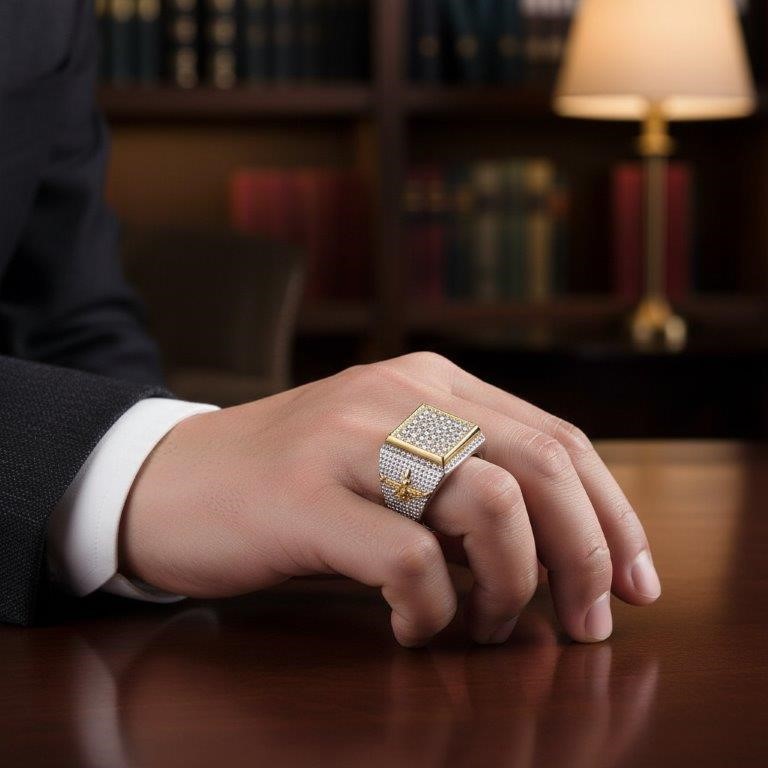 Italy 925 Silver Hip Hop Men's Ring (Stamps)-11 US