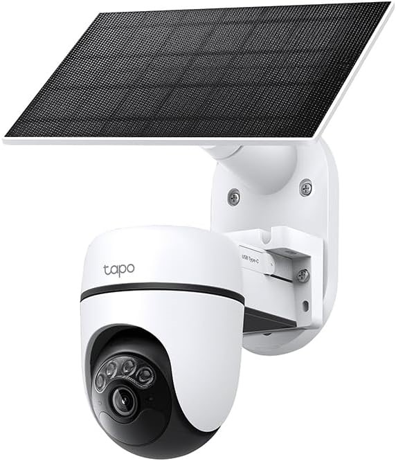 TAPO Solar-Powered Pan/Tilt Security Camera Kit, 2K 3MP, 360° AI Tracking,
