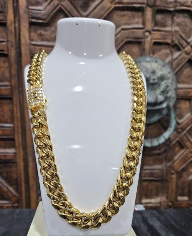 18KGold Plated/Italy Yellow  Chain- (Stamped) -14mm-55cm