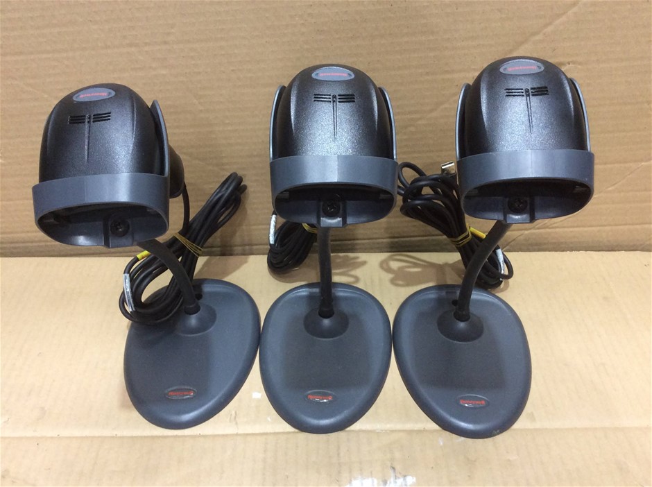 Honeywell 1900 Xenon Barcode Scanners with Desktop Stands (Lot of 3)