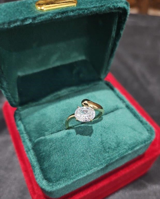 14K/Italy 2.5ct Oval Yellow Gold Filled Ring(Stamped)Warranty Quality-8US