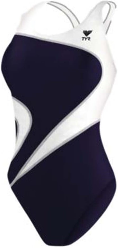 TYR Sport Women's Alliance T-Splice Maxfit Swimsuit, Size (26)XS, Navy/Whit