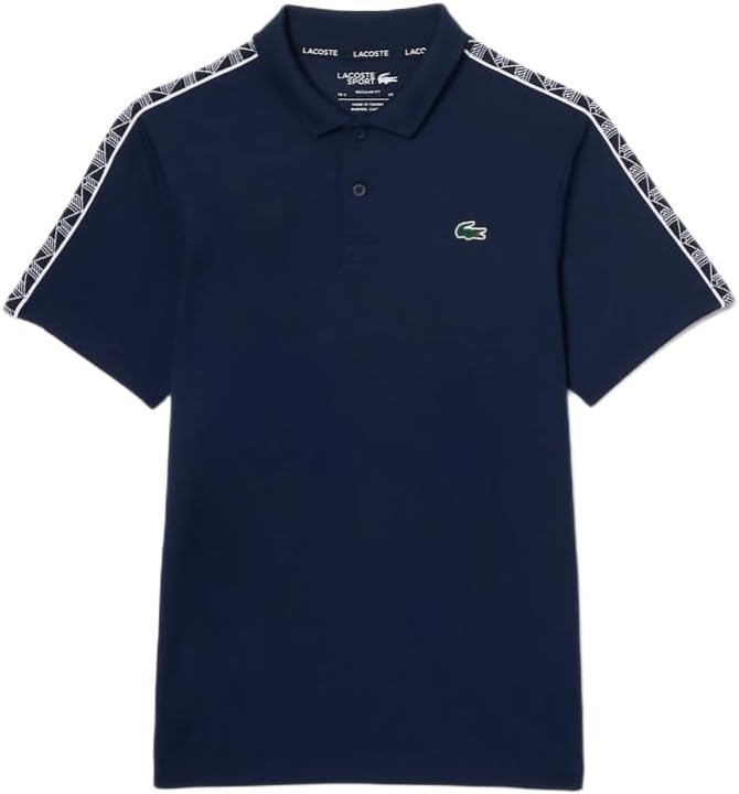 LACOSTE Men's Performance Mgrm Tape Polo Shirt, Size 5, Navy, DH2557.  Buye