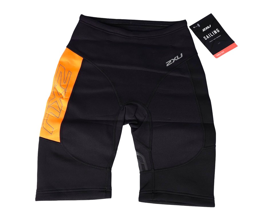 2 X 2XU Men's High Performance Power Shorts, Size M, Black/Orange.  Buyers