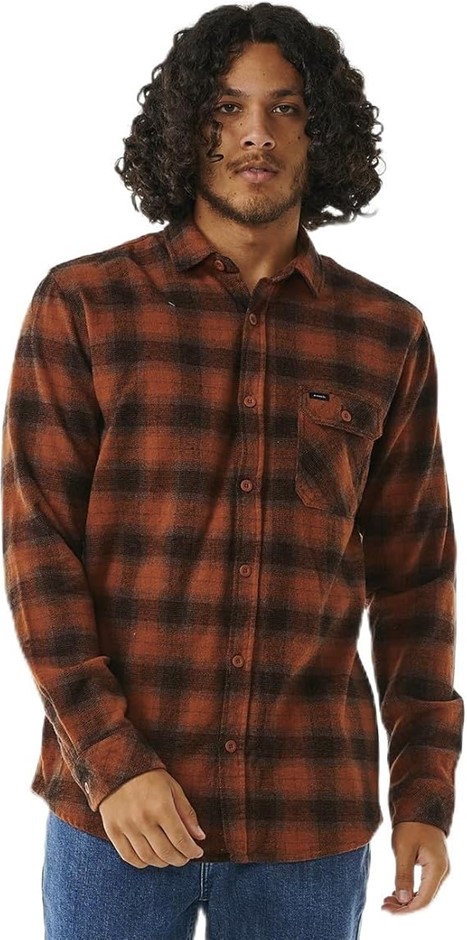 RIP CURL Men's Grinners Flannel Shirt, Size L, Brick, 01MMSH. RRP: $90. Bu