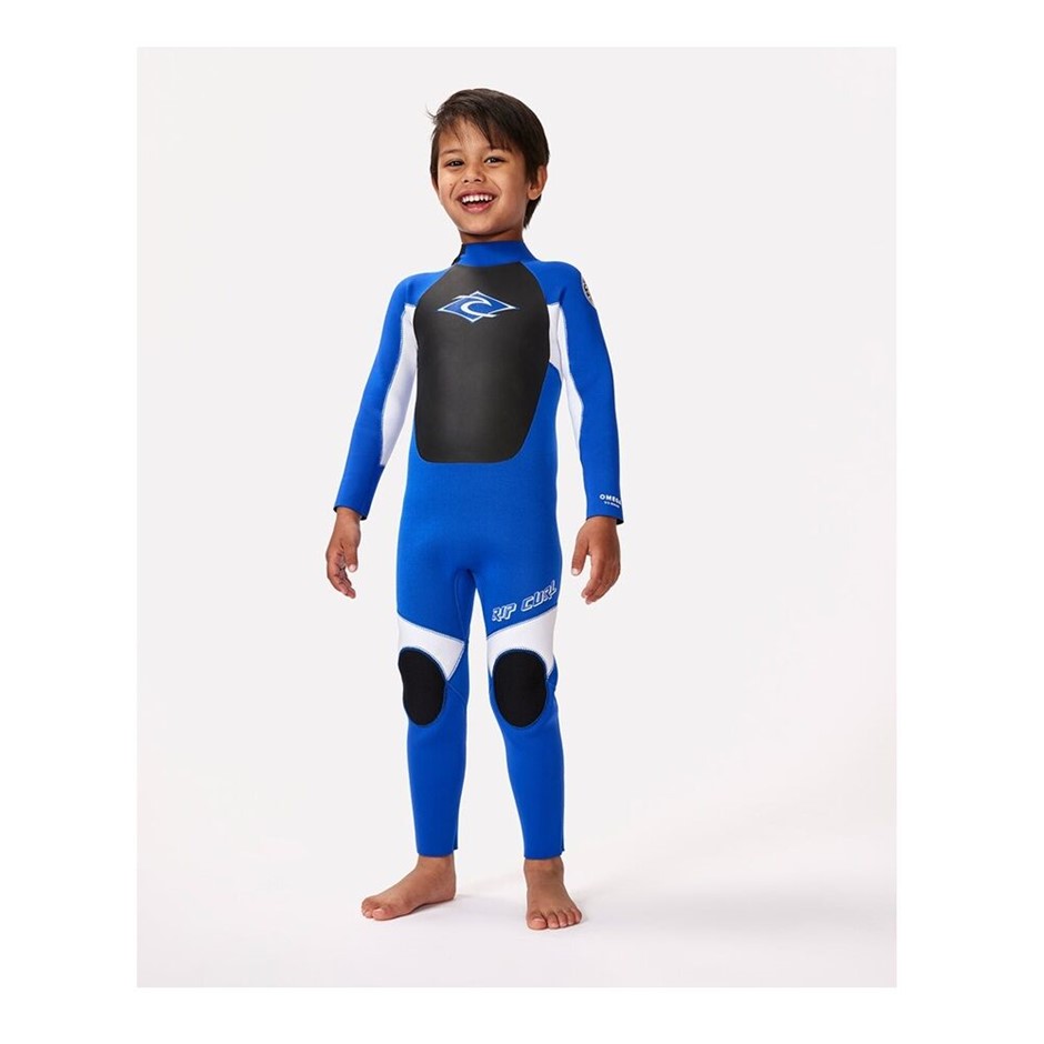 RIP CURL Boy's Groms Omega 3/2 Back Zip Steamer Wetsuit, Size 4, Blue. RRP: