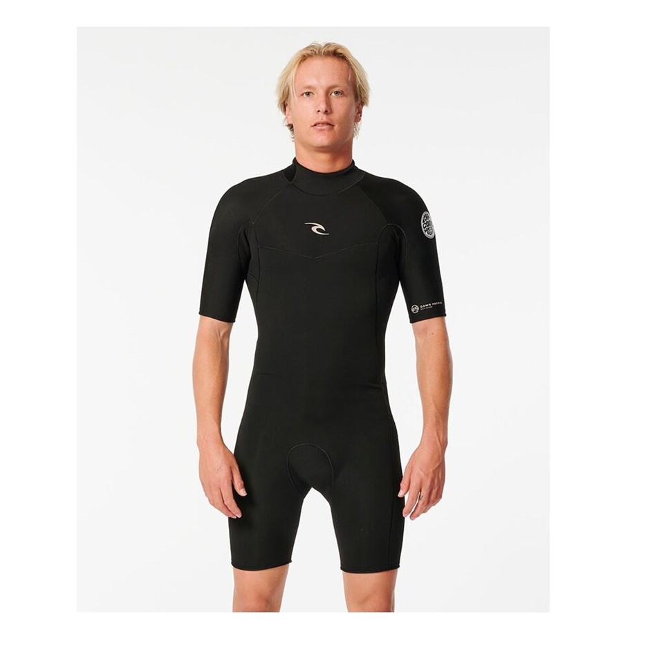 RIP CURL Men's Dawn Patrol 2mm Back Zip Springsuit Wetsuit, Size XL, Black.