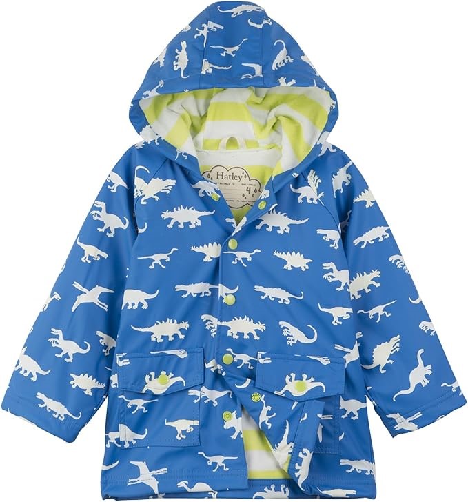 HATLEY Boys' Color Changing Button-up Printed Rain Jacket, Size 2 Years, Di