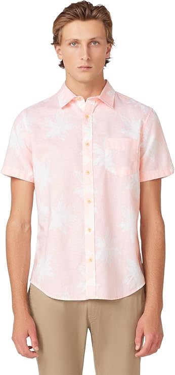 BEN SHERMAN Men's Exploded Flower Print Shirt, Size L, Light Pink, BSWLSW80
