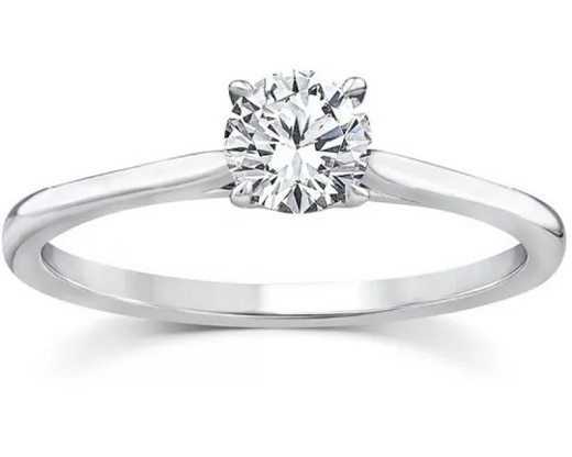 9K WHITE GOLD 0.50ct F VS LAB DIAMOND RND 4 CLAW RING