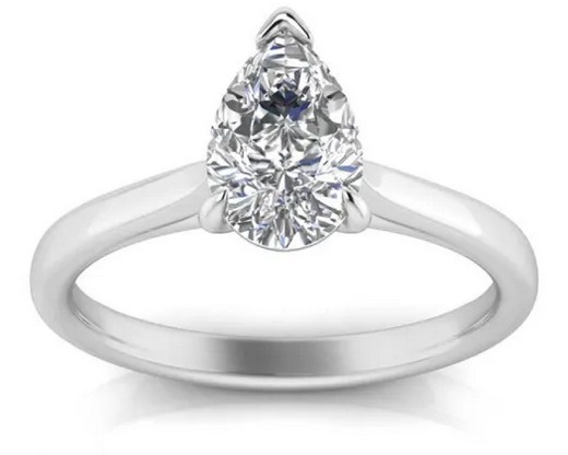 9K WHITE GOLD 1.00ct F VS LAB DIAMOND PEAR 3 CLAW RING