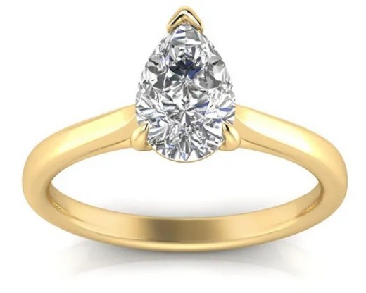 9K YELLOW GOLD 1.00ct F VS LAB DIAMOND PEAR 3 CLAW RING