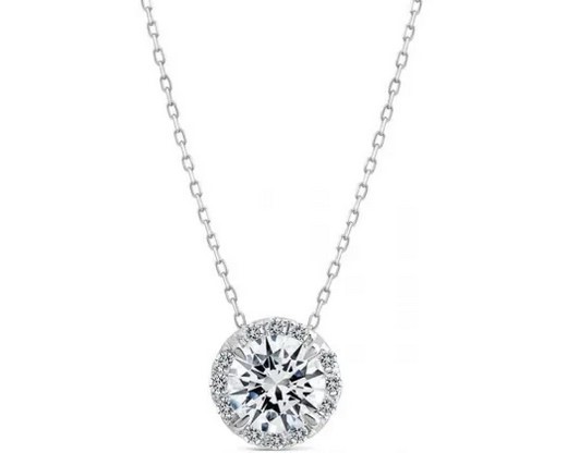 9K WHITE GOLD 0.53ct F VS LAB DIAMOND ROUND NECKLACE 40-45cm